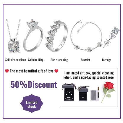 5-Piece 925k Silver Love Jewelry  Set 18k Gold Plated