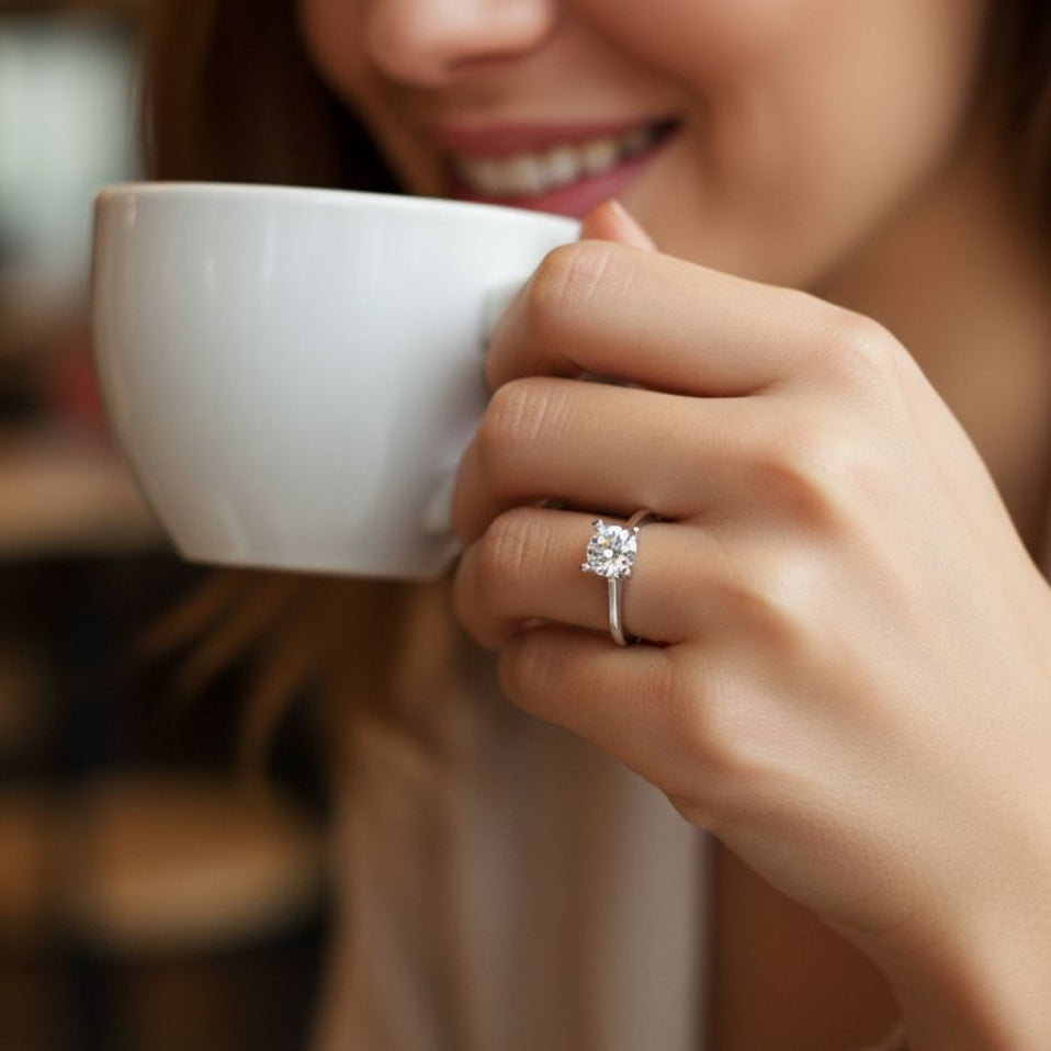 Solitaire Ring 925k Silver - 18k Gold Plated