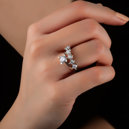 Five-Stone Ring 925k Silver - 18k Gold Plated