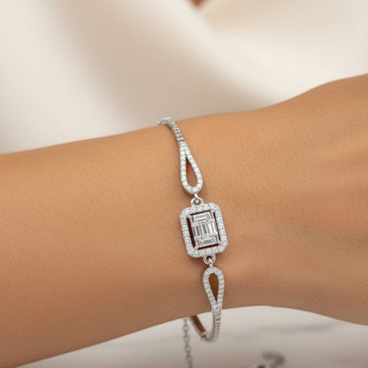 3-Piece 925k Silver Baguette Jewelry Set - 18k Gold Plated