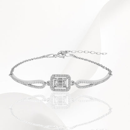 3-Piece 925k Silver Baguette Jewelry Set - 18k Gold Plated