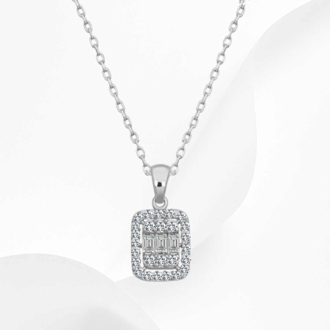 3-Piece 925k Silver Baguette Jewelry Set - 18k Gold Plated