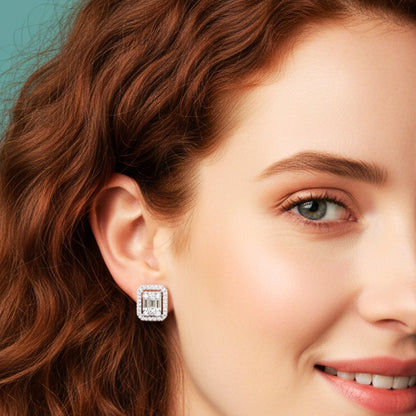 3-Piece 925k Silver Baguette Jewelry Set - 18k Gold Plated