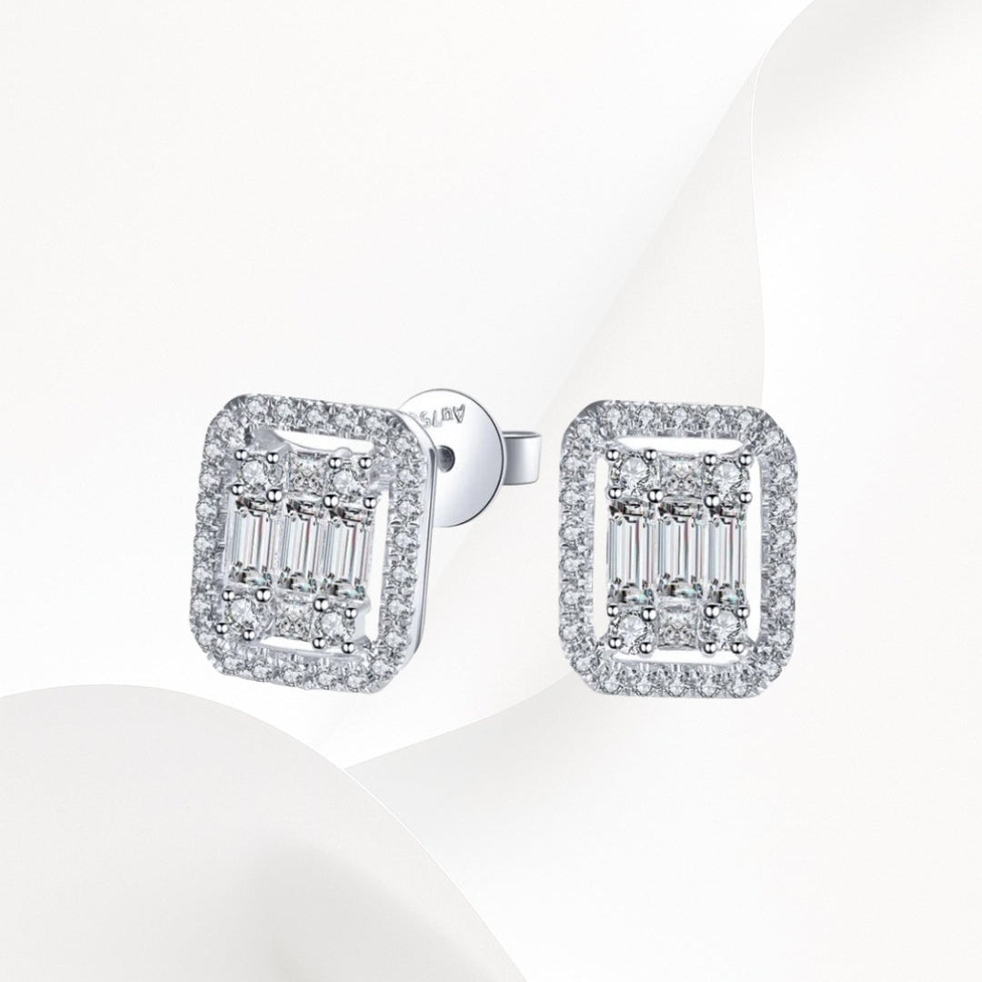 3-Piece 925k Silver Baguette Jewelry Set - 18k Gold Plated