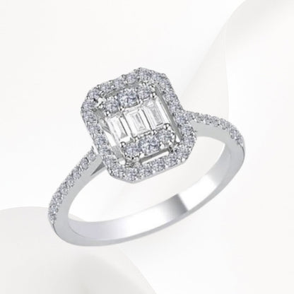 4-Piece 925k Silver Baguette Jewelry Set - 18k Gold Plated