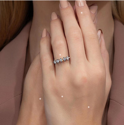 Five-Stone Ring 925k Silver - 18k Gold Plated