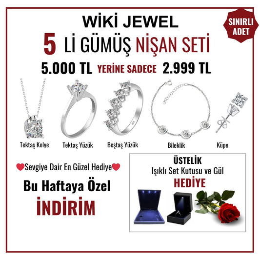 5-Piece Silver Jewelry Set 18k Gold Plated