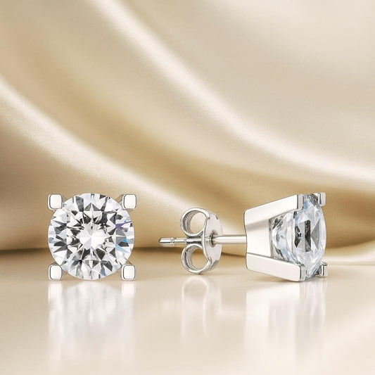 Solitaire Earring 925k Silver - 18k Gold Plated