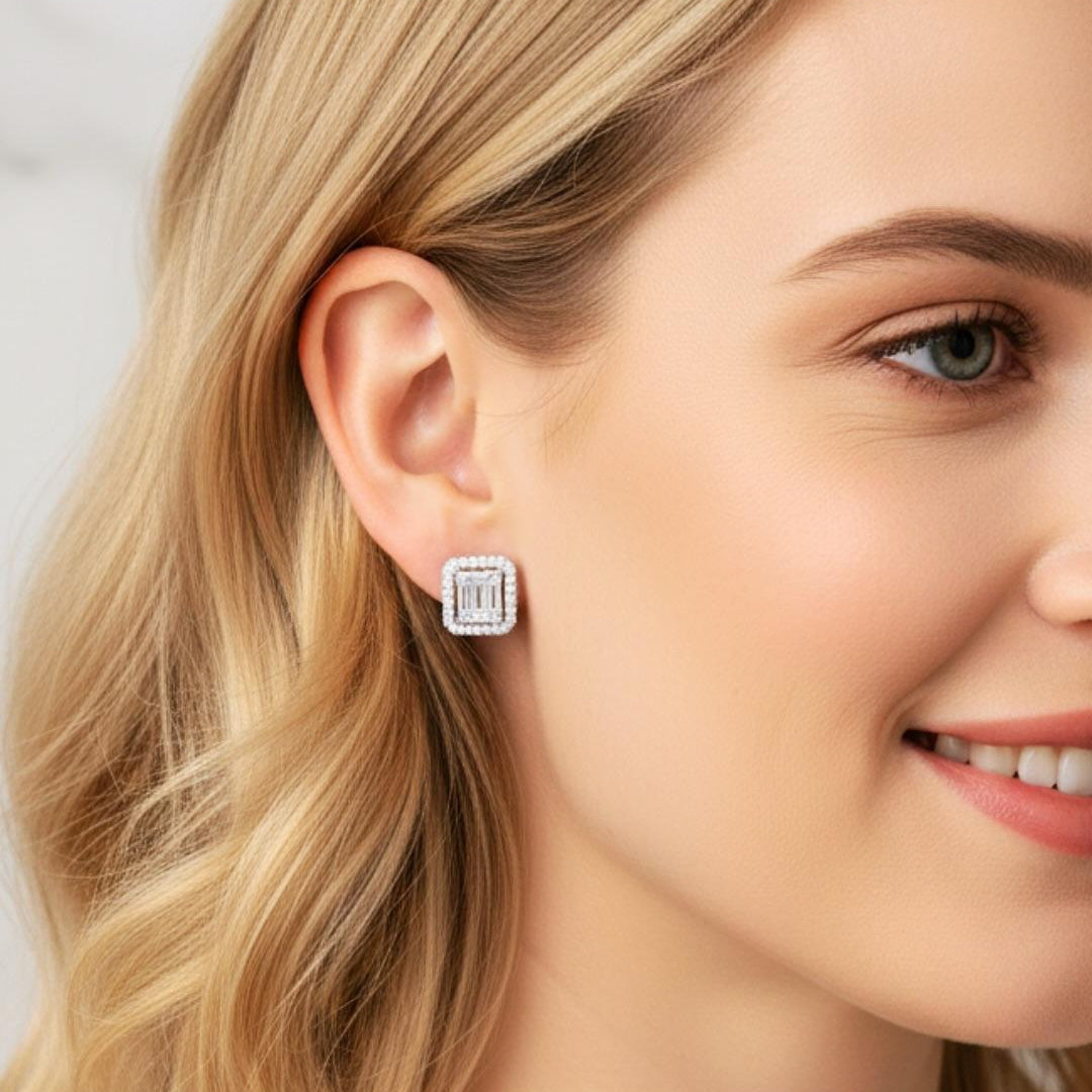 Baguette Earrings 925k Silver - 18k Gold Plated