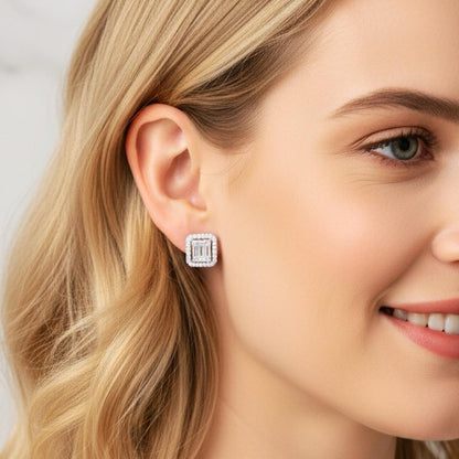 Baguette Earrings 925k Silver - 18k Gold Plated