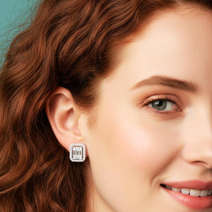 Baguette Earrings 925k Silver - 18k Gold Plated