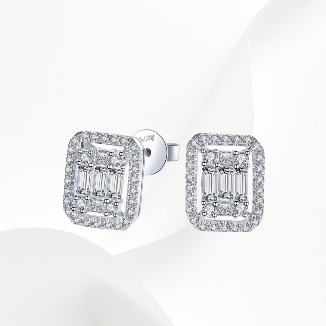 Baguette Earrings 925k Silver - 18k Gold Plated