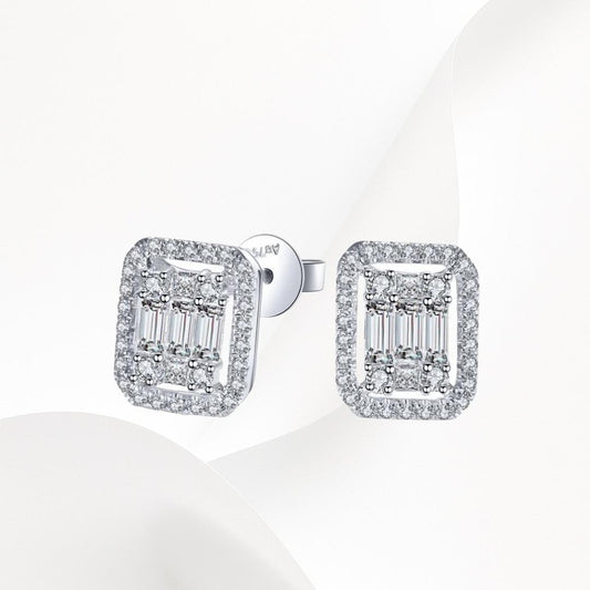 Baguette Earrings 925k Silver - 18k Gold Plated