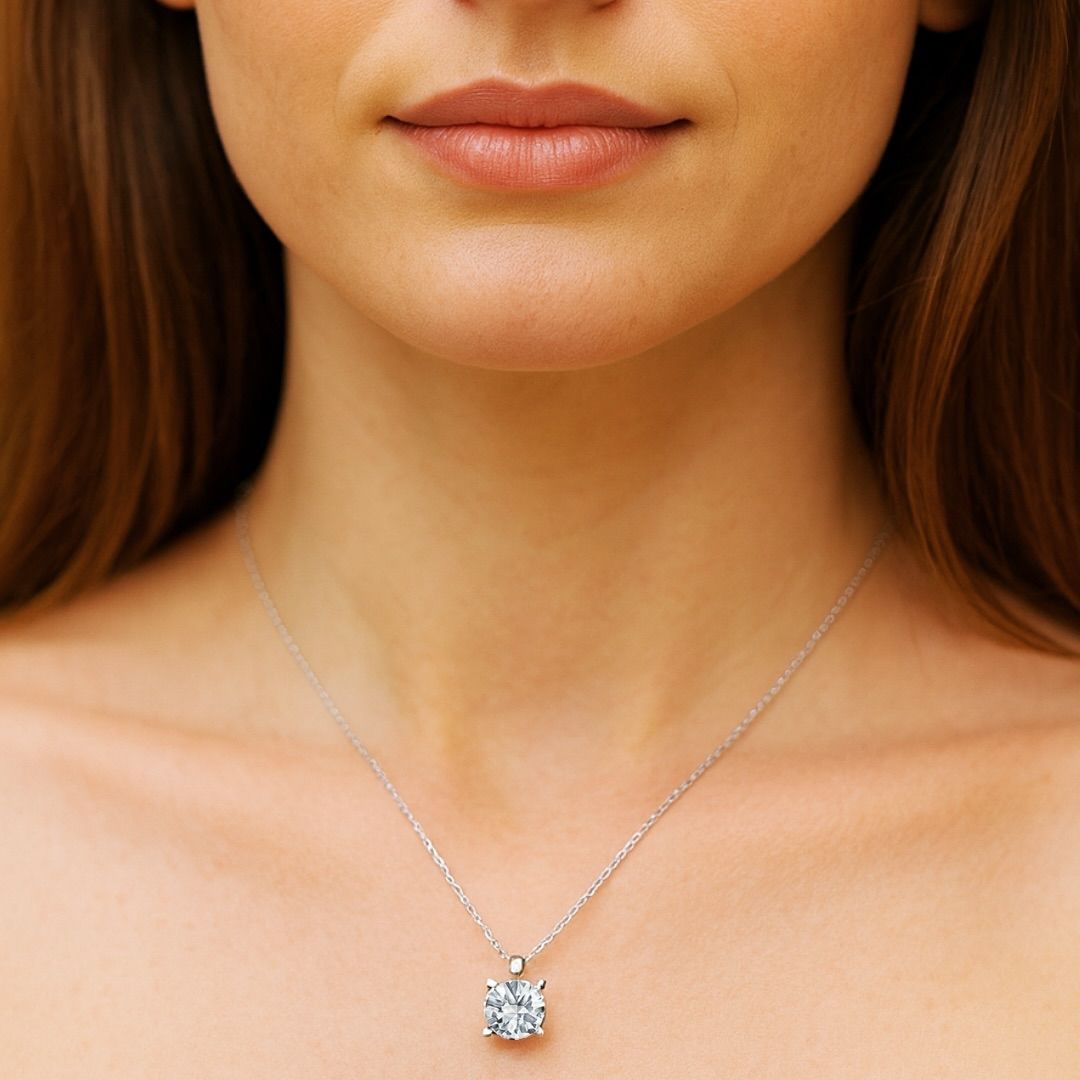 Solitaire Necklace 925k Silver - 18k Gold Plated