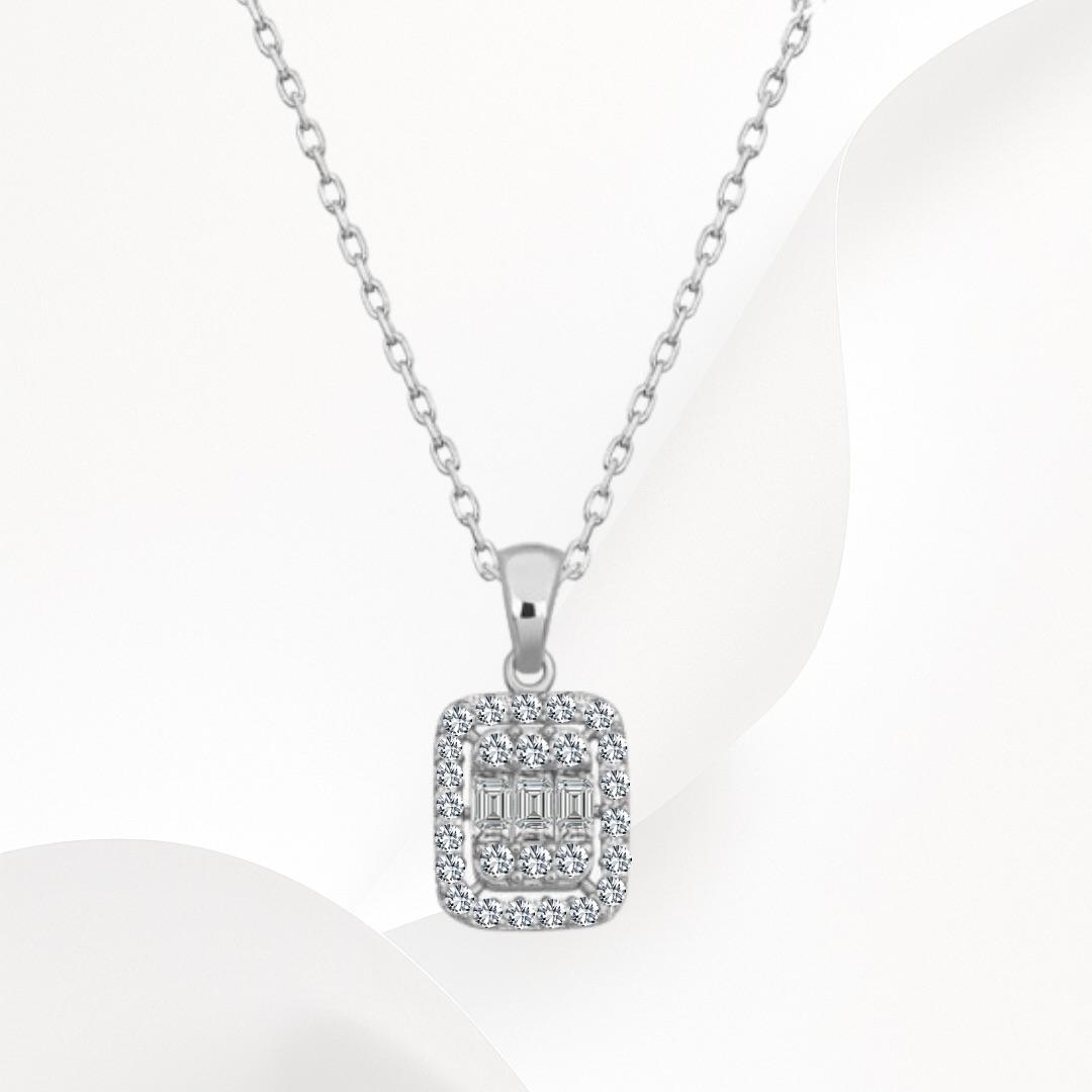 Baguette Necklace 925k Silver - 18k Gold Plated