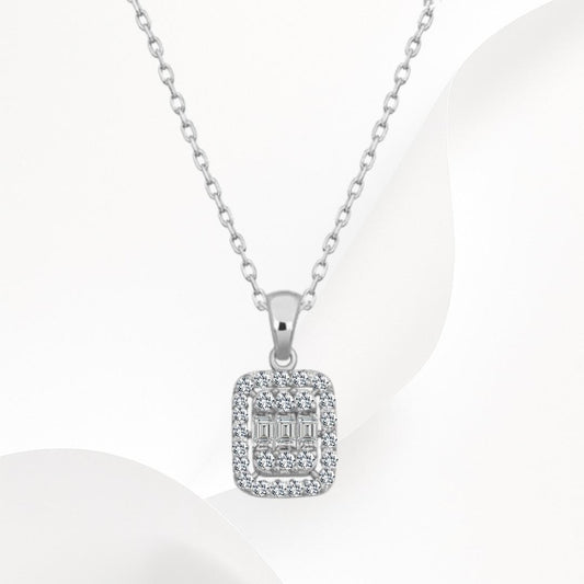 Baguette Necklace 925k Silver - 18k Gold Plated