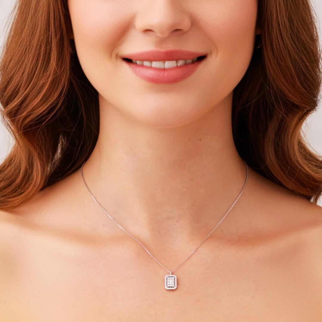 Baguette Necklace 925k Silver - 18k Gold Plated