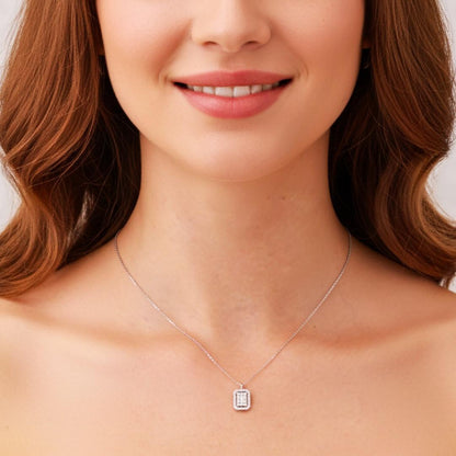 Baguette Necklace 925k Silver - 18k Gold Plated