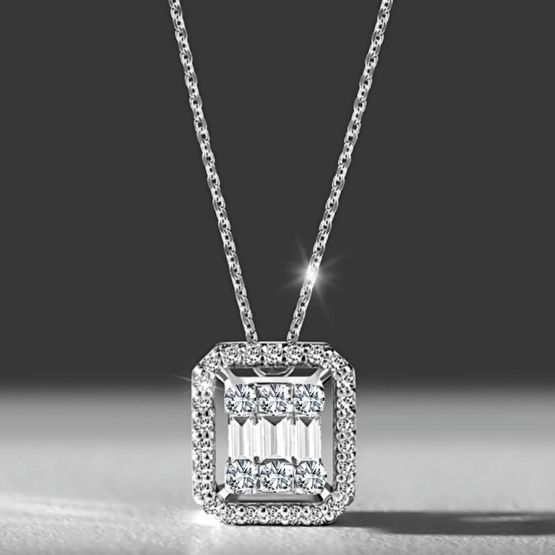 Baguette Necklace 925k Silver - 18k Gold Plated