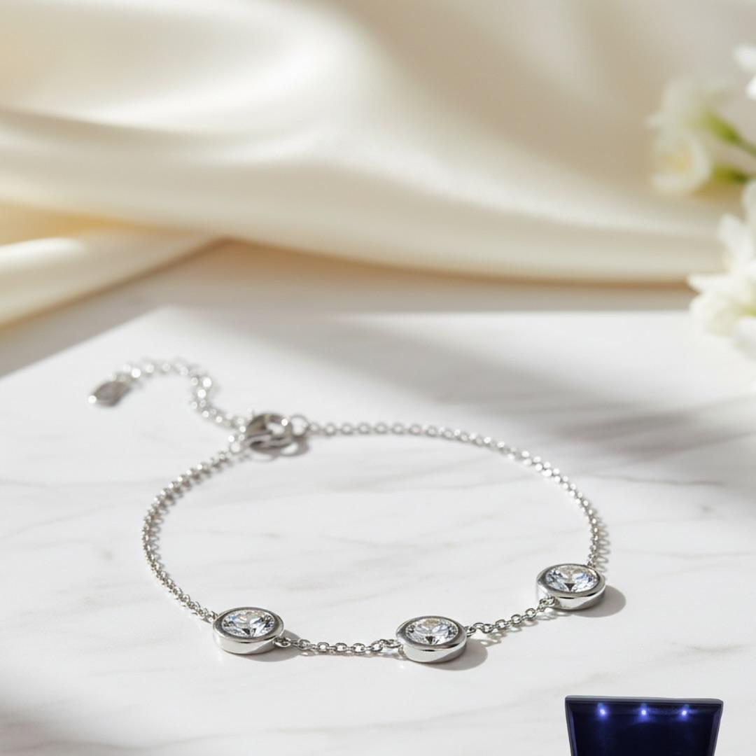 Three-Stone Bracelet 925k Silver - 18k Gold Plated