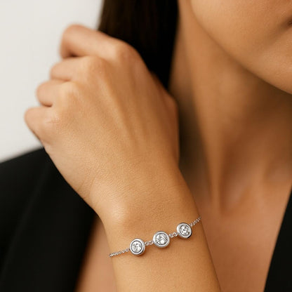 Three-Stone Bracelet 925k Silver - 18k Gold Plated