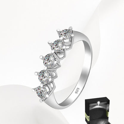 Five-Stone Ring 925k Silver - 18k Gold Plated