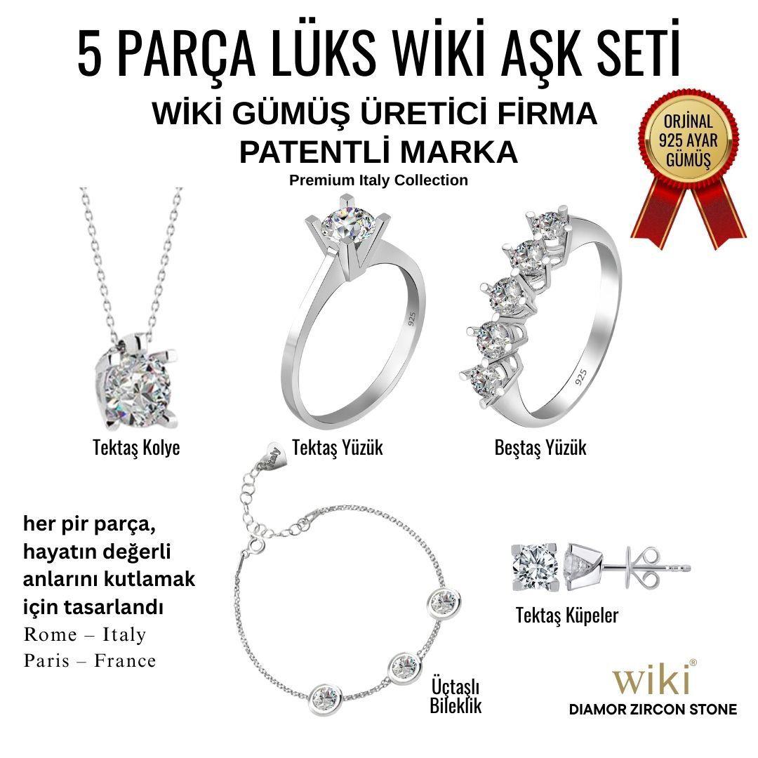 5-Piece 925k Silver Love Jewelry  Set 18k Gold Plated