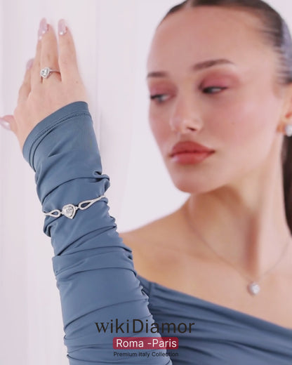 3-Piece 925k Silver Heart Jewelry Set - 18k Gold Plated